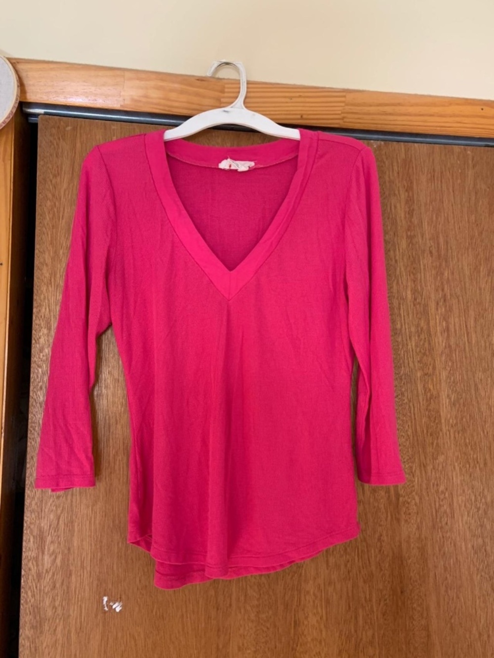 Anthropologie Long Sleeve Shirt Pink Medium V-Neck